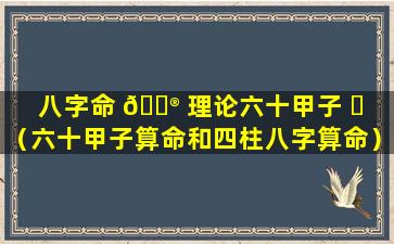 八字命 💮 理论六十甲子 ☘ （六十甲子算命和四柱八字算命）